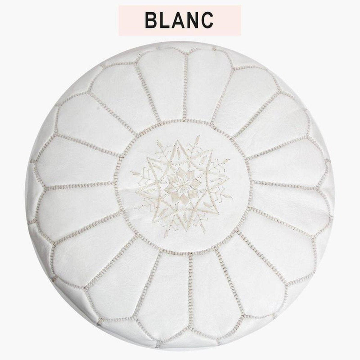L&#39;Authentique Pouf Marocain en cuir Moroccan Furniture Benisouk Blanc 