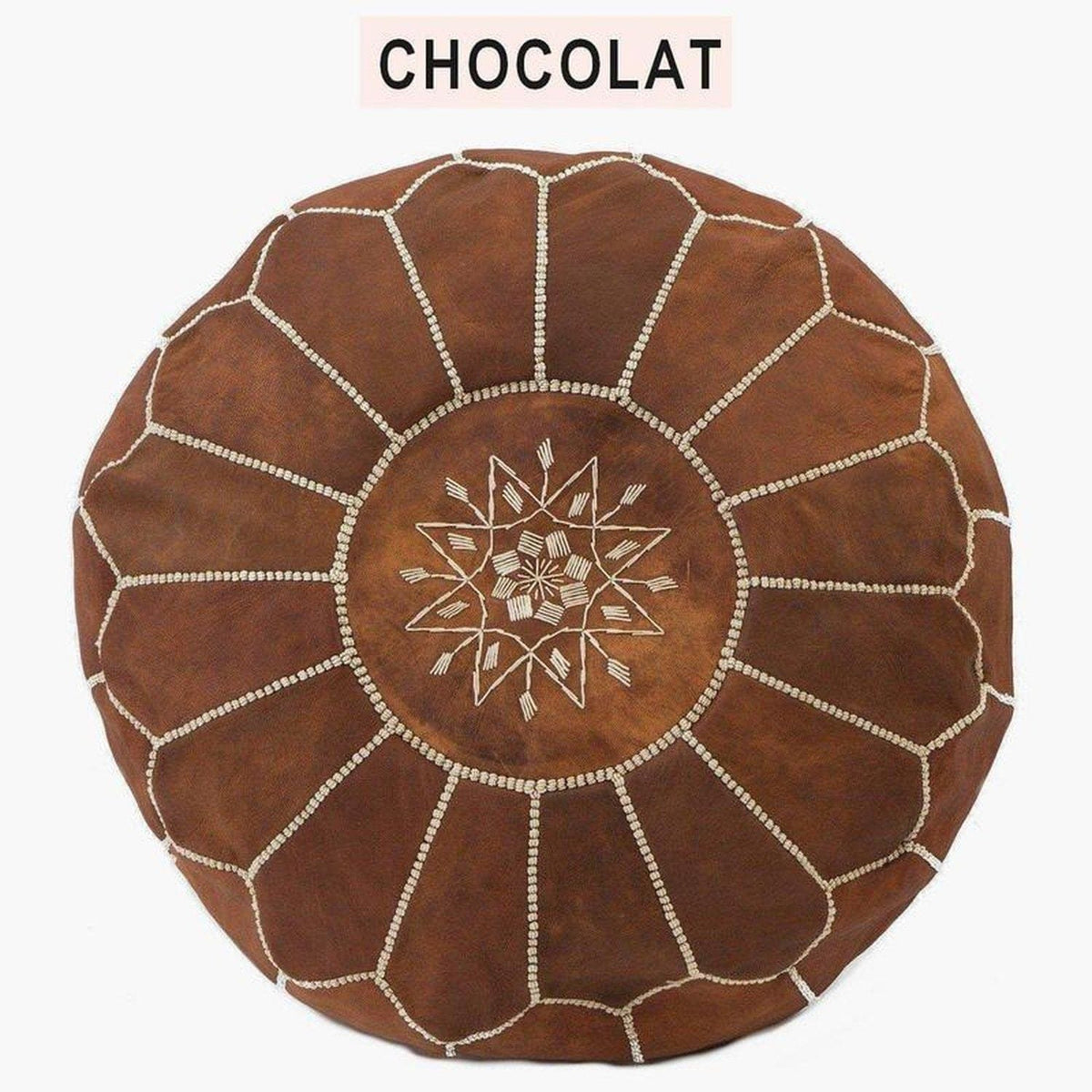 L&#39;Authentique Pouf Marocain en cuir Moroccan Furniture Benisouk Chocolat 
