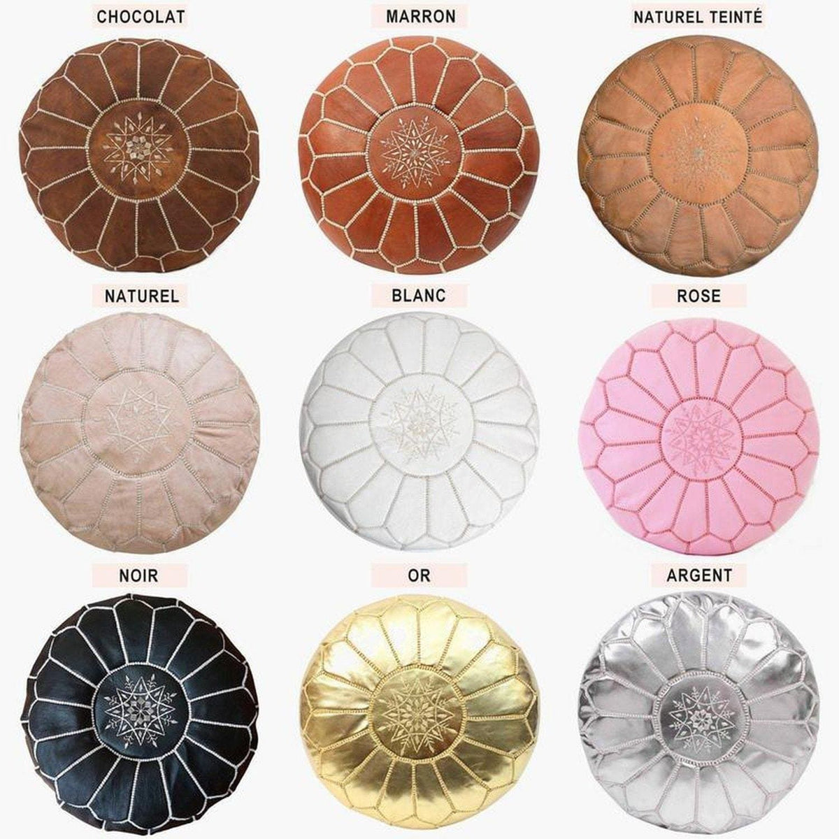 L&#39;Authentique Pouf Marocain en cuir Moroccan Furniture Benisouk 