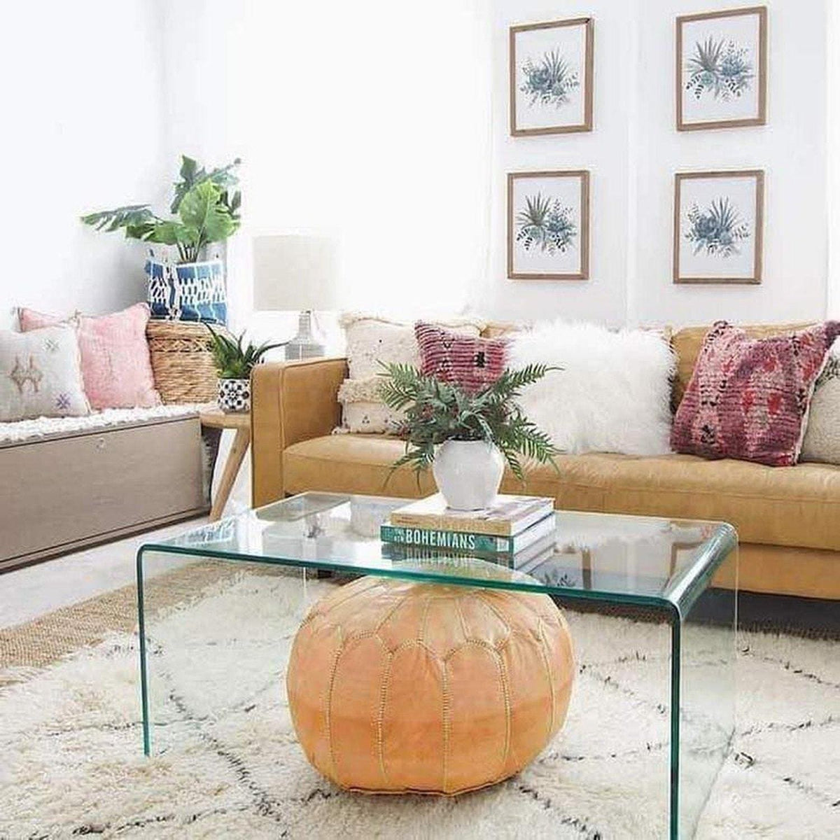 L&#39;Authentique Pouf Marocain en cuir Moroccan Furniture Benisouk 