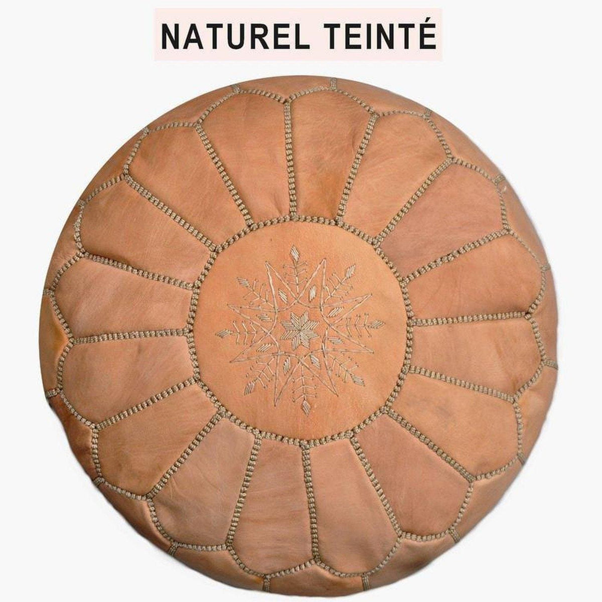 L&#39;Authentique Pouf Marocain en cuir Moroccan Furniture Benisouk Naturel teinté 