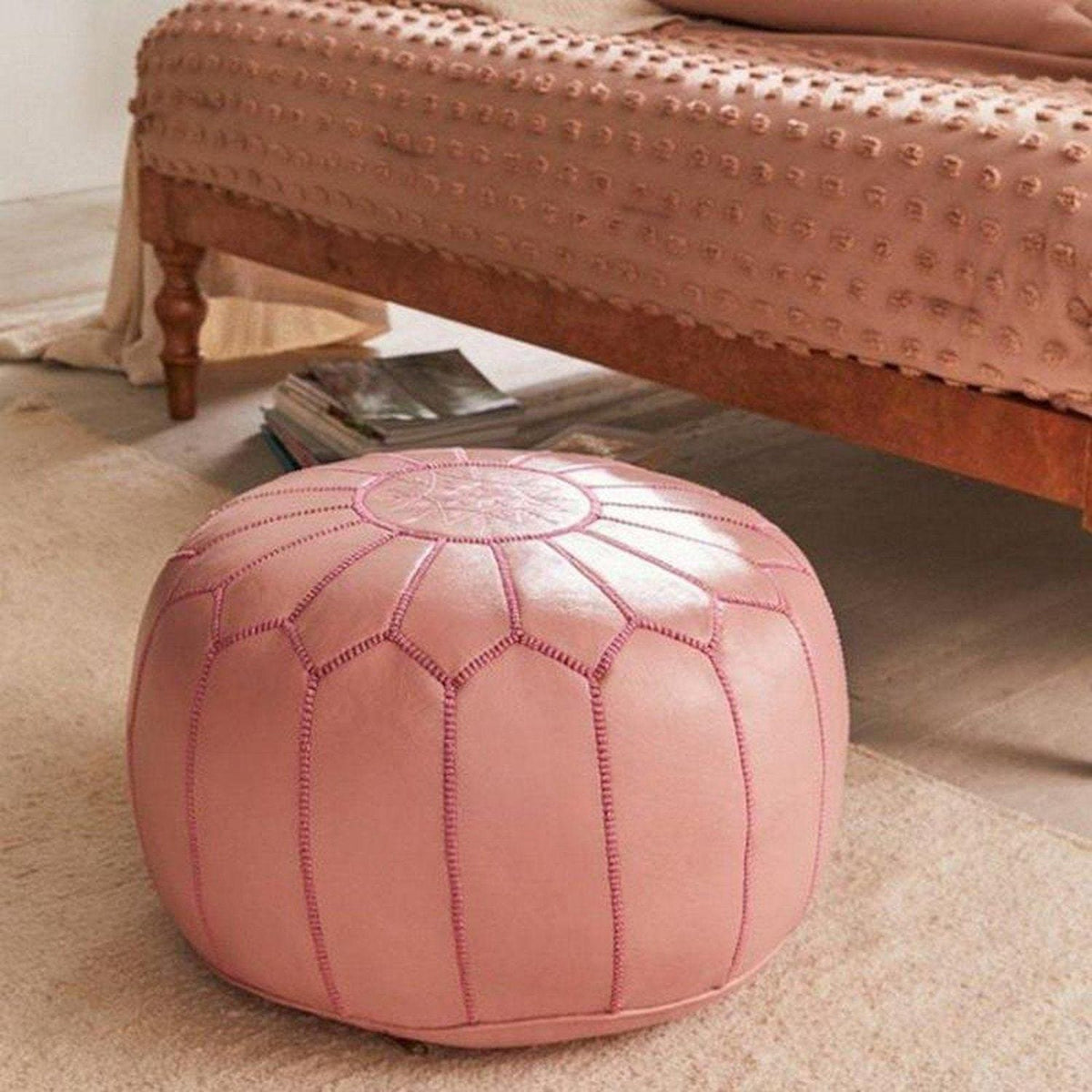 L&#39;Authentique Pouf Marocain en cuir Moroccan Furniture Benisouk 