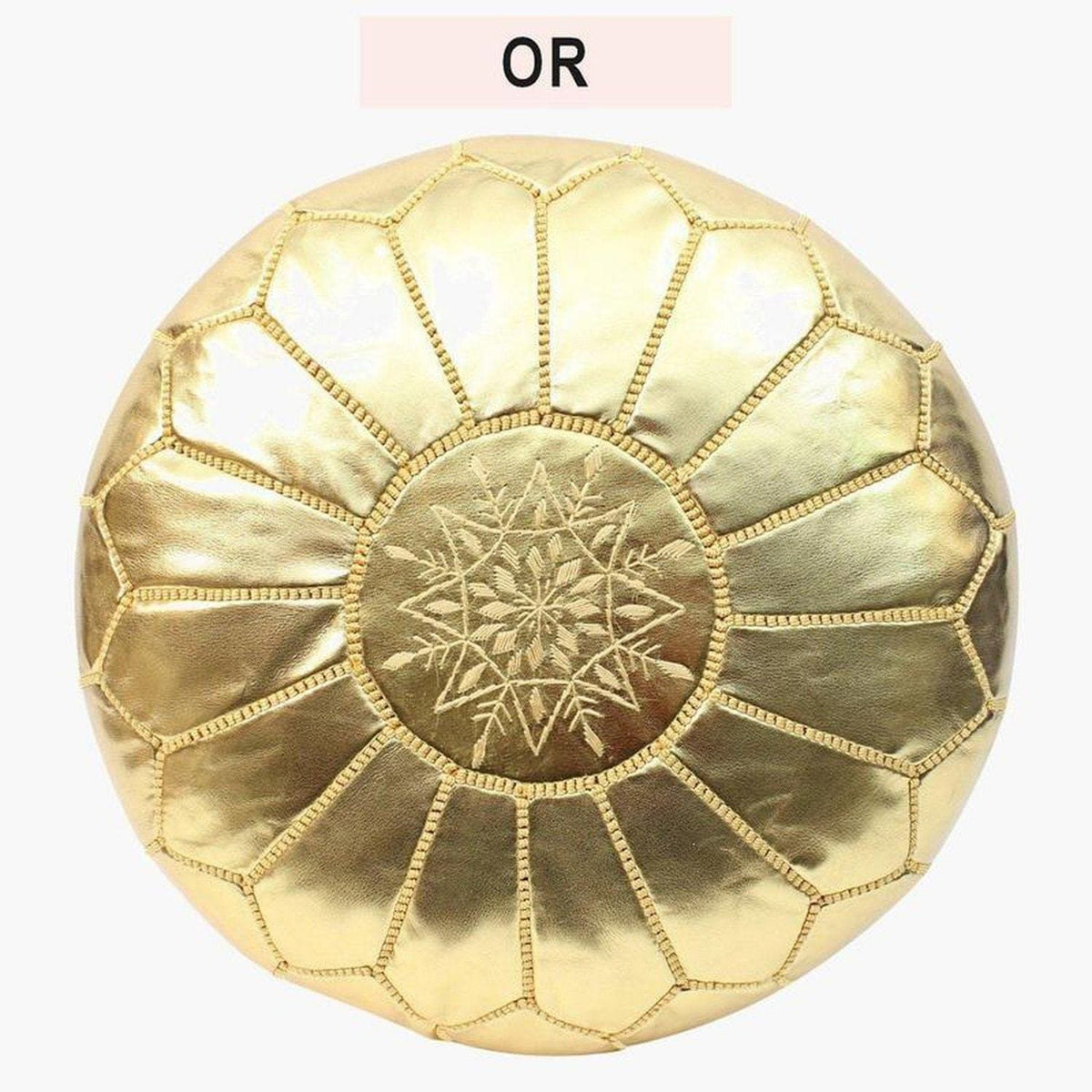 L&#39;Authentique Pouf Marocain en cuir Moroccan Furniture Benisouk Or 