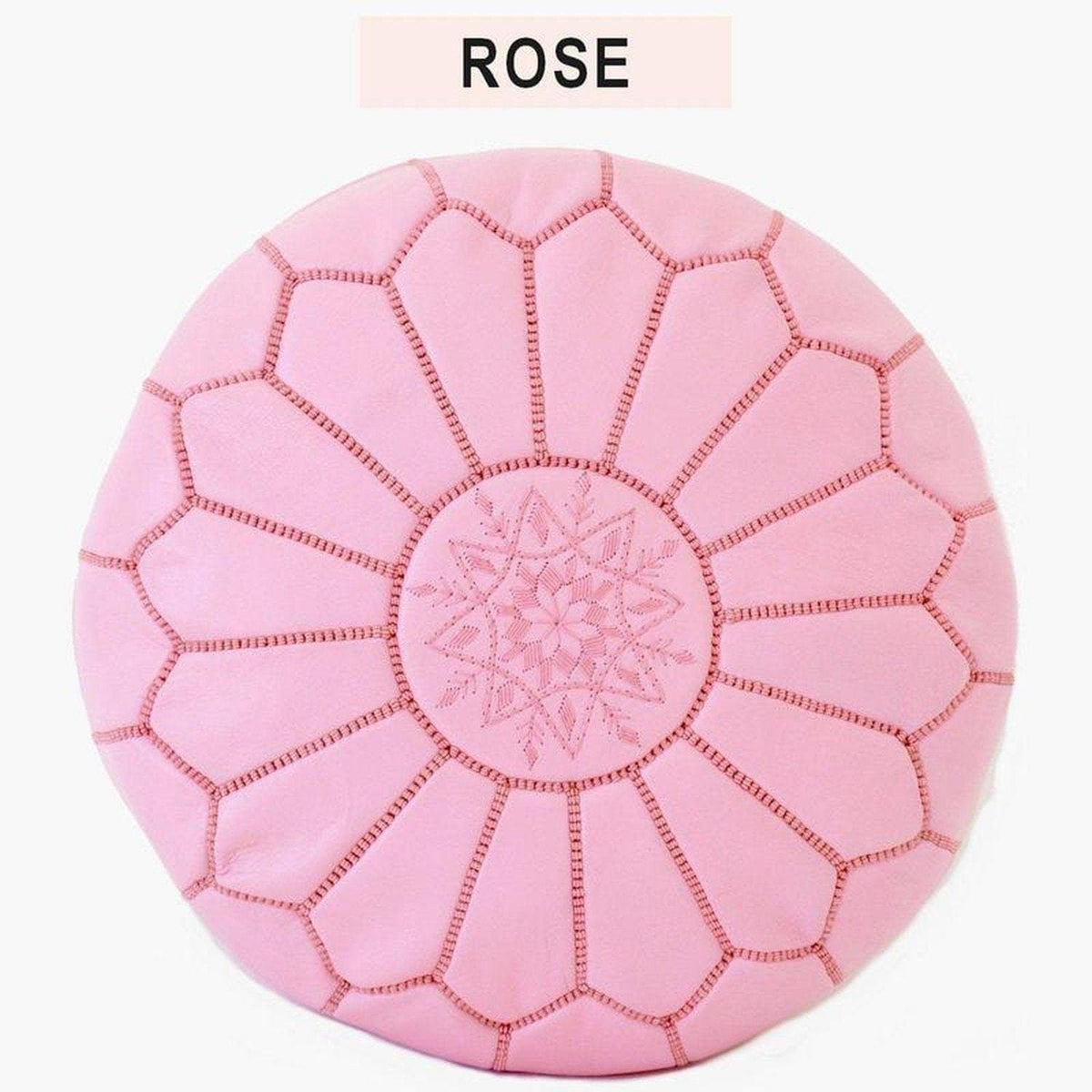 L&#39;Authentique Pouf Marocain en cuir Moroccan Furniture Benisouk Rose 